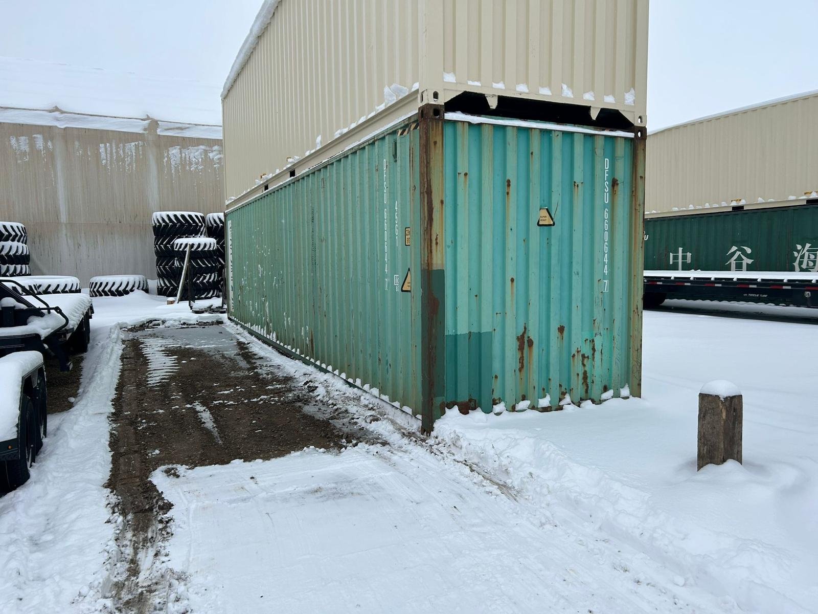 40 Footer Turquoise Used High Cube Shipping Container